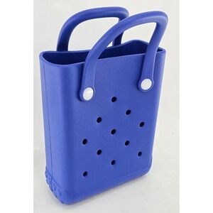 Crocs Rubber Tote Bag Kids Blue Perforated Mini Beach Bag - Excellent
